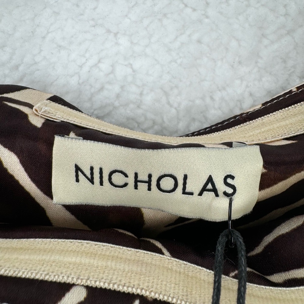 Nicholas The Label Axelie Strapless Tube Gown Dark Chocolate Segovia Print Sz 2 - Picture 9 of 13